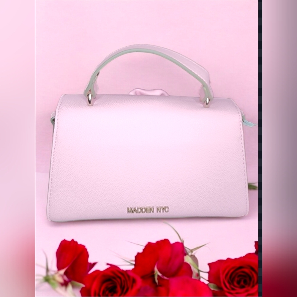 Madden NYC Women's Rosette Top Handle Handbag In Pastel Pink NWT - Picture 5 of 16